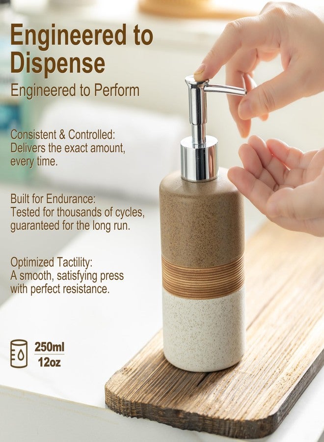 Cormomu Ceramic Soap Dispenser Set for Hand Soap, Shampoo, Dish Soap, Conditioner, Includes Stainless Steel Pump and Silicone Funnel, 12 Oz, Modern Kitchen Decor - Image 3
