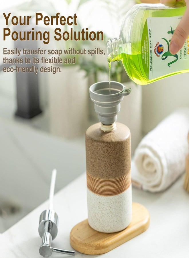 Cormomu Ceramic Soap Dispenser Set for Hand Soap, Shampoo, Dish Soap, Conditioner, Includes Stainless Steel Pump and Silicone Funnel, 12 Oz, Modern Kitchen Decor - Image 2