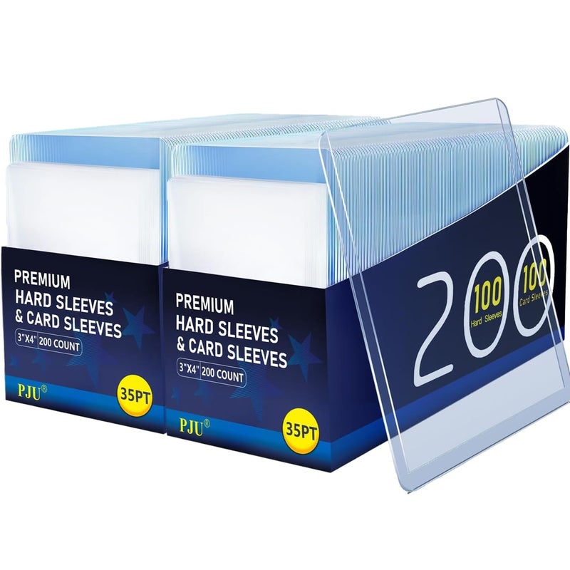 PJU 400 Hard Plastic Card Sleeves Premium Baseball Card Protectors 3x 4 Trading Cards Sleeves Sports Game Cards Holder Top Cases 200 Hard Sleeve 200 Soft Sleeve - Image 2
