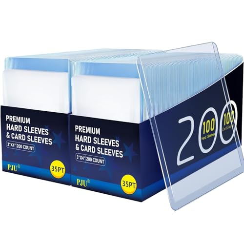 PJU 400 Hard Plastic Card Sleeves Premium Baseball Card Protectors 3x 4 Trading Cards Sleeves Sports Game Cards Holder Top Cases 200 Hard Sleeve 200 Soft Sleeve - Image 1