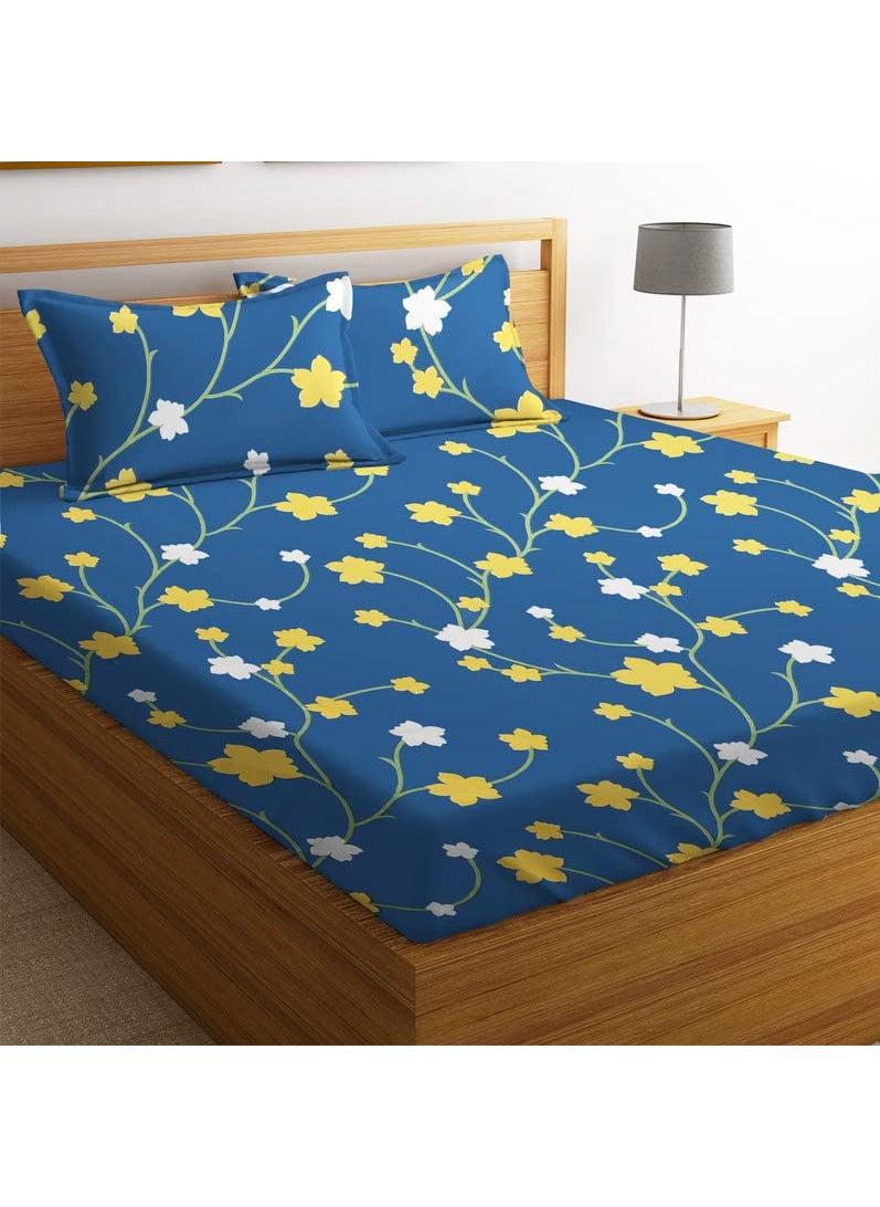 BSB HOME BSB Home® 100% Cotton 160 TC Zigzag Printed Double Bedsheets with 2 King Size Pillow Cover, (90X90 Inches, 7 x 7.5 Feet, Yellow & White)  - Image 1