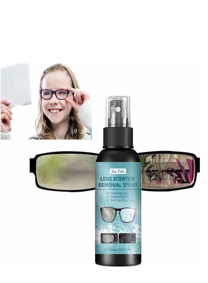 JUE-FISH Lens Scratch Remover Spray - 100ml Eye Glasses Lens Cleaner, Glasses Lens Scratch Repair, Eye Glass Windshield Glass Repair Liquid, Screen and Eyeglass Cleaner, for Screen Cleaner Tools - Image 1