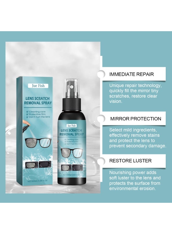 JUE-FISH Lens Scratch Remover Spray - 100ml Eye Glasses Lens Cleaner, Glasses Lens Scratch Repair, Eye Glass Windshield Glass Repair Liquid, Screen and Eyeglass Cleaner, for Screen Cleaner Tools - Image 5