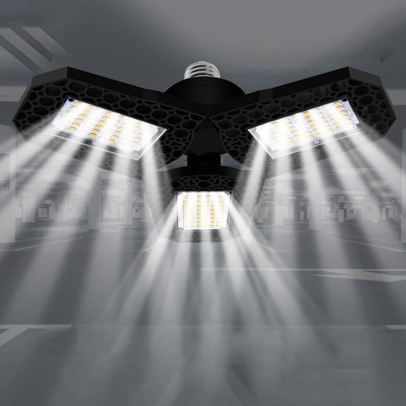 LIFKOME LED Warehouse Light Folding Garage Ceiling Lamp 80w Daylight 3-Leaf Adjustable Mining Workshop Lighting Fixture - Image 3