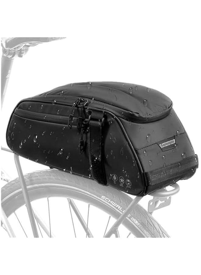 MIXDE Cycling Rear Rack Bag, Water Resistant Bike Saddle Panniers for Bicycles, 8L Trunk Cycling Back Seat Cargo Carrier Storage Pouch With Shoulder Strap for Travel Commute  - Image 1