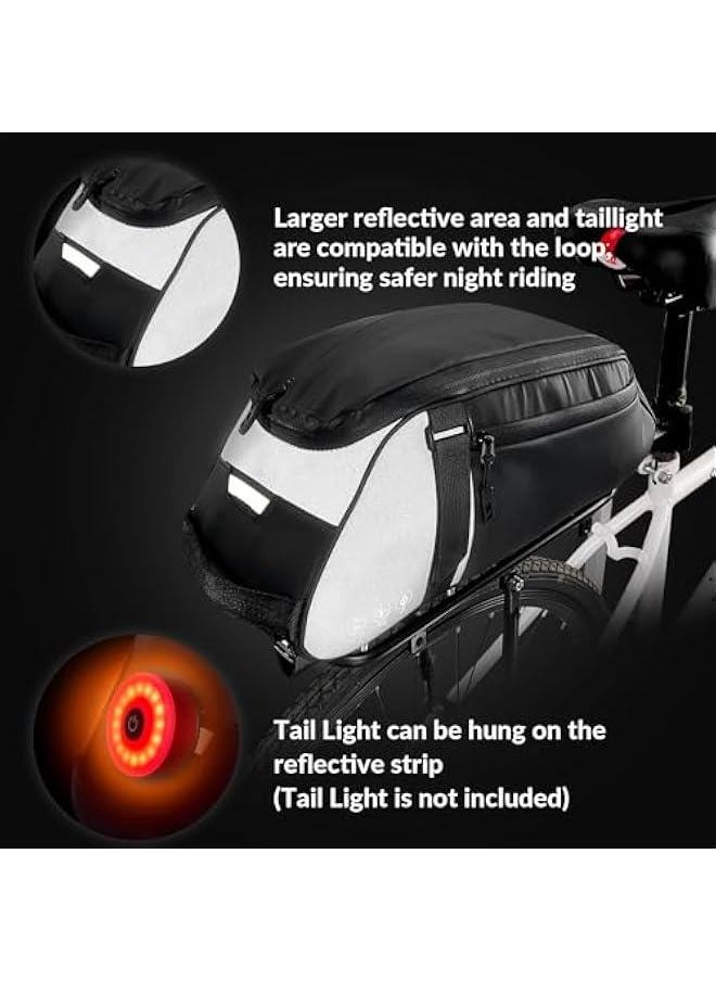 MIXDE Cycling Rear Rack Bag, Water Resistant Bike Saddle Panniers for Bicycles, 8L Trunk Cycling Back Seat Cargo Carrier Storage Pouch With Shoulder Strap for Travel Commute  - Image 2