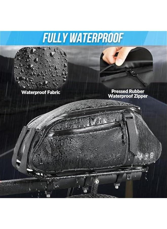 MIXDE Cycling Rear Rack Bag, Water Resistant Bike Saddle Panniers for Bicycles, 8L Trunk Cycling Back Seat Cargo Carrier Storage Pouch With Shoulder Strap for Travel Commute  - Image 3