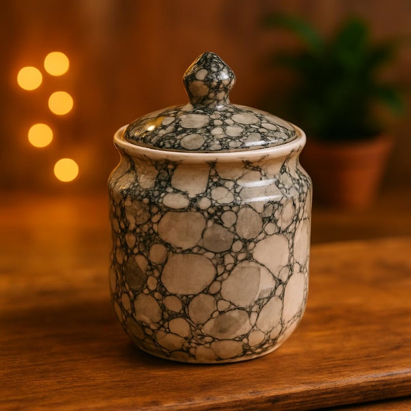 Kunhar Ceramic Jar 600ML Black Luster – Handcrafted Multipurpose Container with Lid for Pickle Chutney Spices Salt Sugar Kitchen Storage - Image 5