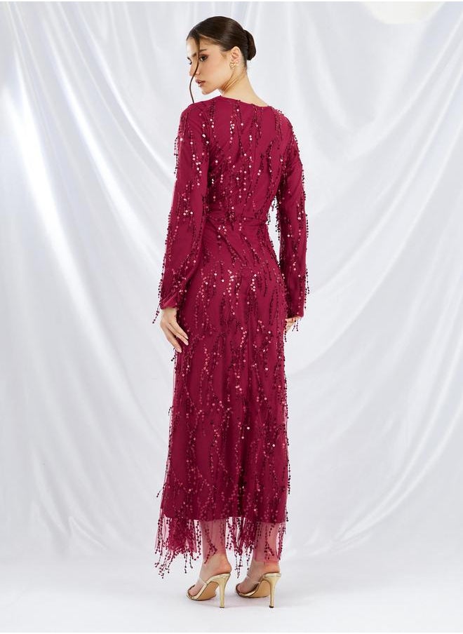 Styli Styli Sequin Embellished Long Sleeves Mermaid Maxi Dress  - Image 5