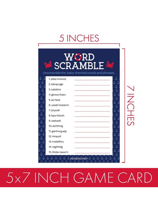 DISTINCTIVS Ahoy It's a Boy Baby Shower Games, Nautical What's On Your Phone and Word Scramble, 2 Game Bundle - 20 Dual Sided Cards - Image 5