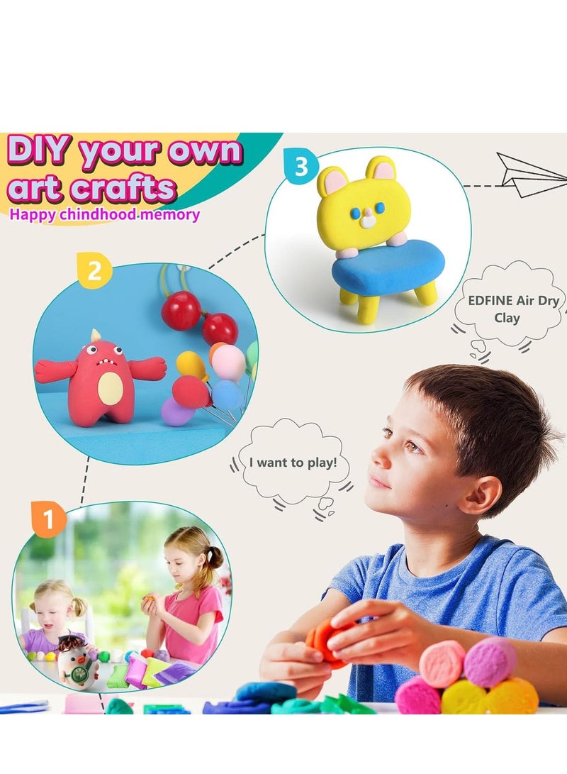 Bebiland 48 Colors Air Dry Clay, Modeling Clay Kit with 3 Sculpting Tools, DIY Plasticine for Children Education - Image 5