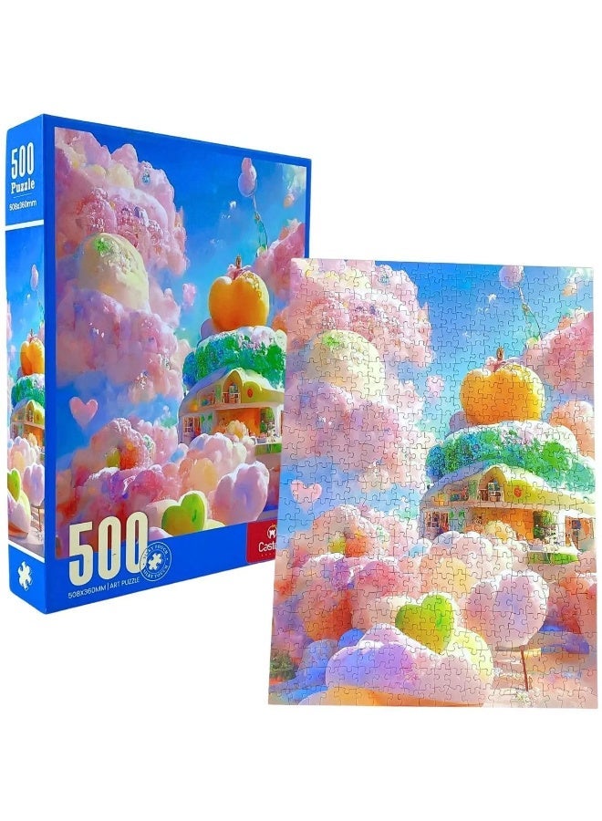 500-piece art jigsaw puzzle, ‘Colourful Cloud House’ design, 508×360 mm - Image 3