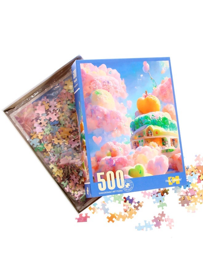500-piece art jigsaw puzzle, ‘Colourful Cloud House’ design, 508×360 mm - Image 2