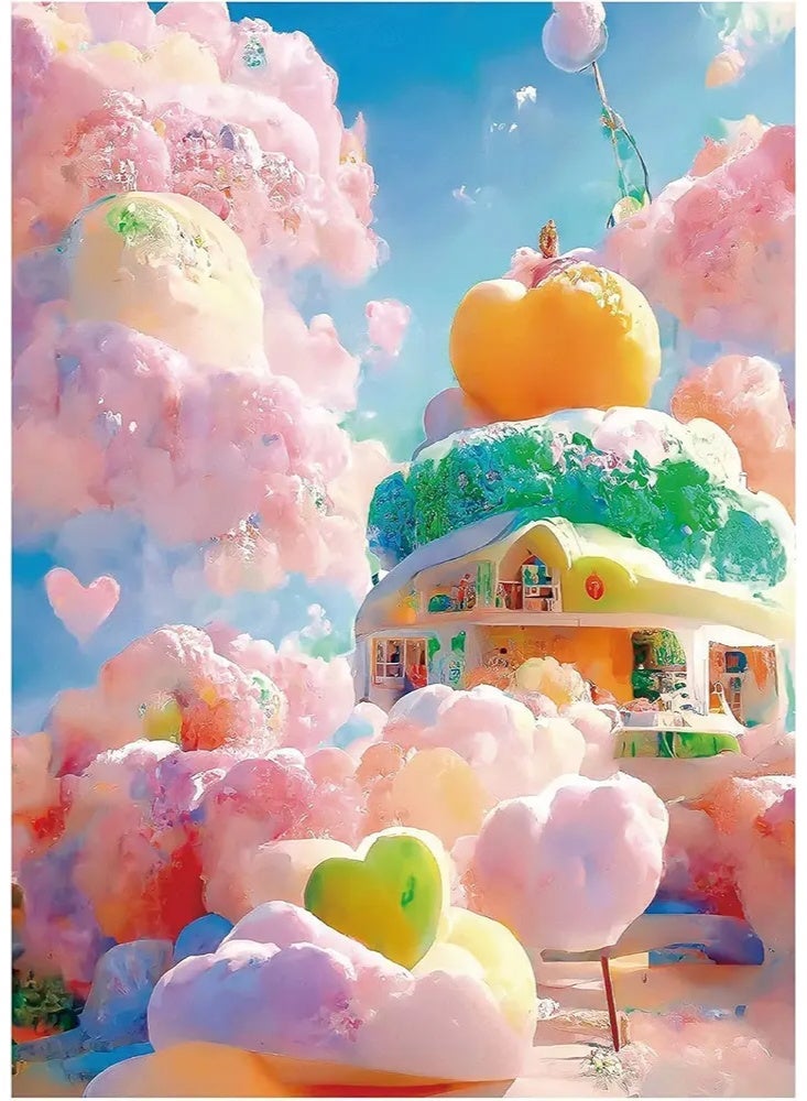 500-piece art jigsaw puzzle, ‘Colourful Cloud House’ design, 508×360 mm - Image 1