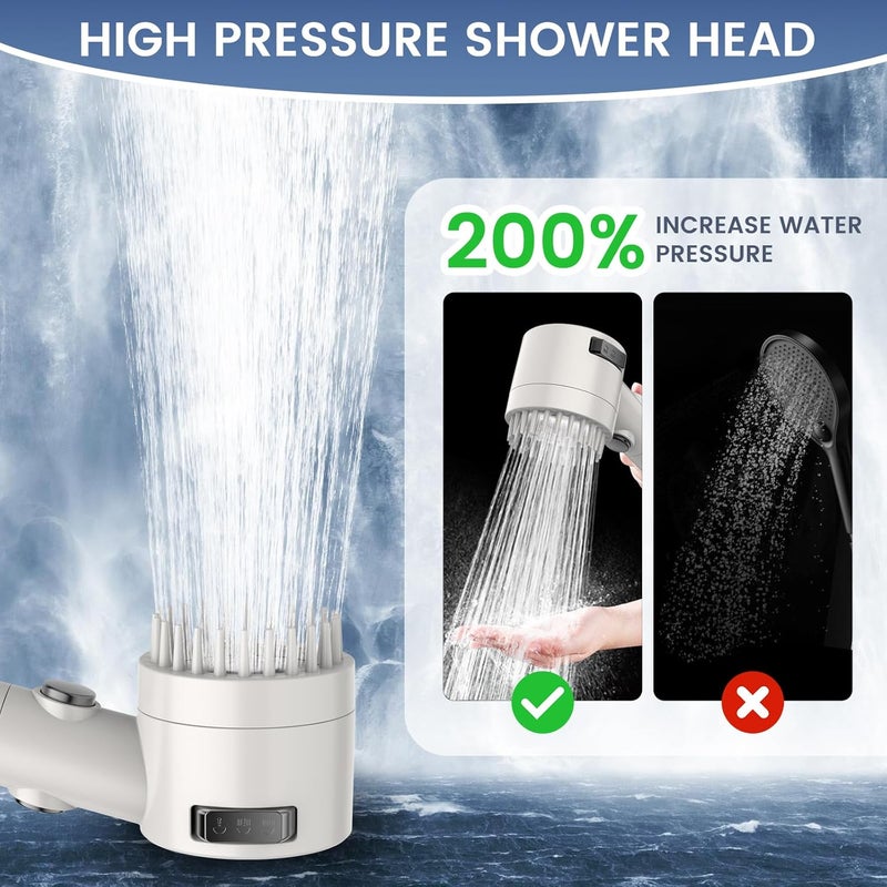 Vatex Filtered Shower Head with Handheld, High Pressure 5-Spray Shower Head with Filters for Hard Water, ON/OFF Switch Showerhead for Pets Bath, Shower Heads with Stainless Steel Hose Remove Chlorine - Image 2
