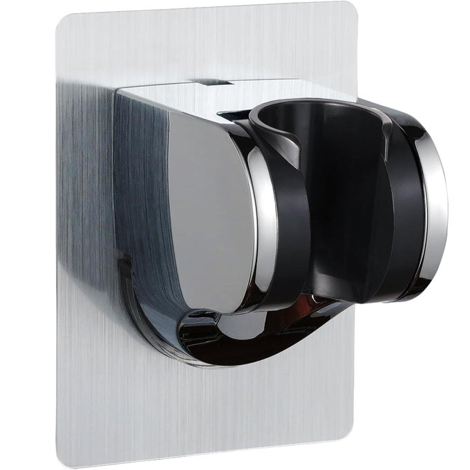 STRONG ADHESIVE AND WATERPROOF SHOWER HEAD HOLDER ADJUSTABLE HANDHELD SHOWER HOLDER WALL MOUNT SHOWER BRACKET SILVER 1 PACK