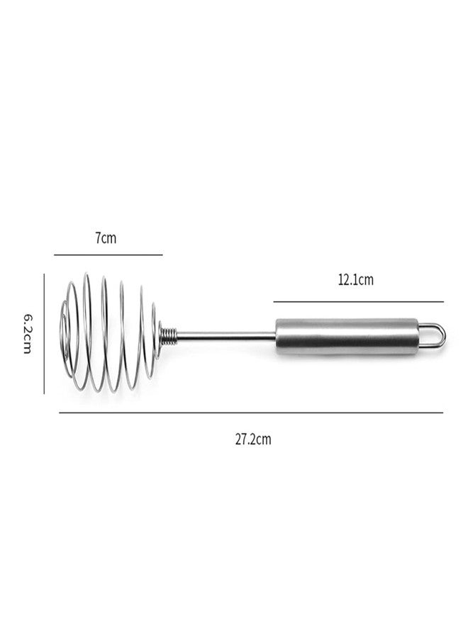 STOCKZONE Stainless Steel Whisks, Hand Push Whisk Blender Semi-Automatic Whisk Mixer Egg Milk Beater Milk Frother Rotating Push Whisk Mixer for Blending, Whisking, Beating & Stirring (Silver) - Image 4