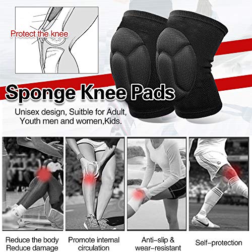 Electomania 1 Pair Knee Pads Thick Sponge Collision Avoidance Kneeling Kneepad Outdoor Climbing Sports Riding Protector Protection (Black) - Image 4
