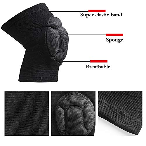 Electomania 1 Pair Knee Pads Thick Sponge Collision Avoidance Kneeling Kneepad Outdoor Climbing Sports Riding Protector Protection (Black) - Image 5
