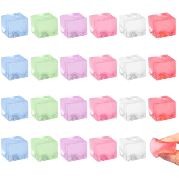JOFONY 24PCS Squeeze Cubes Ball,Mini Ice Cube Squishy Ice Sensory Toys Anxiety Toys for Boys Girls and Adults with ADHD and Autism - Image 1
