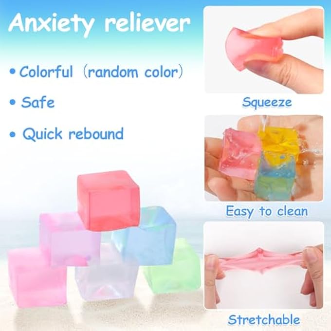 JOFONY 24PCS Squeeze Cubes Ball,Mini Ice Cube Squishy Ice Sensory Toys Anxiety Toys for Boys Girls and Adults with ADHD and Autism - Image 3