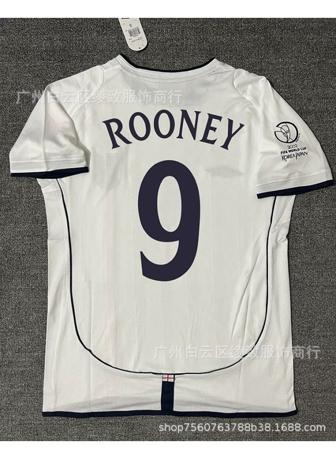 2002 England Home Short-sleeved Customized No. 9 + Armband Football Jersey - Image 1