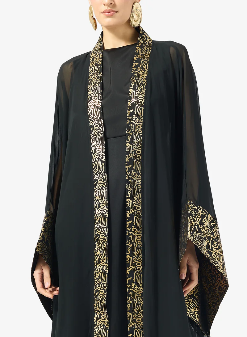 Golden Apple  Chiffon Abaya With Golden Design for Women | Best Price UAE