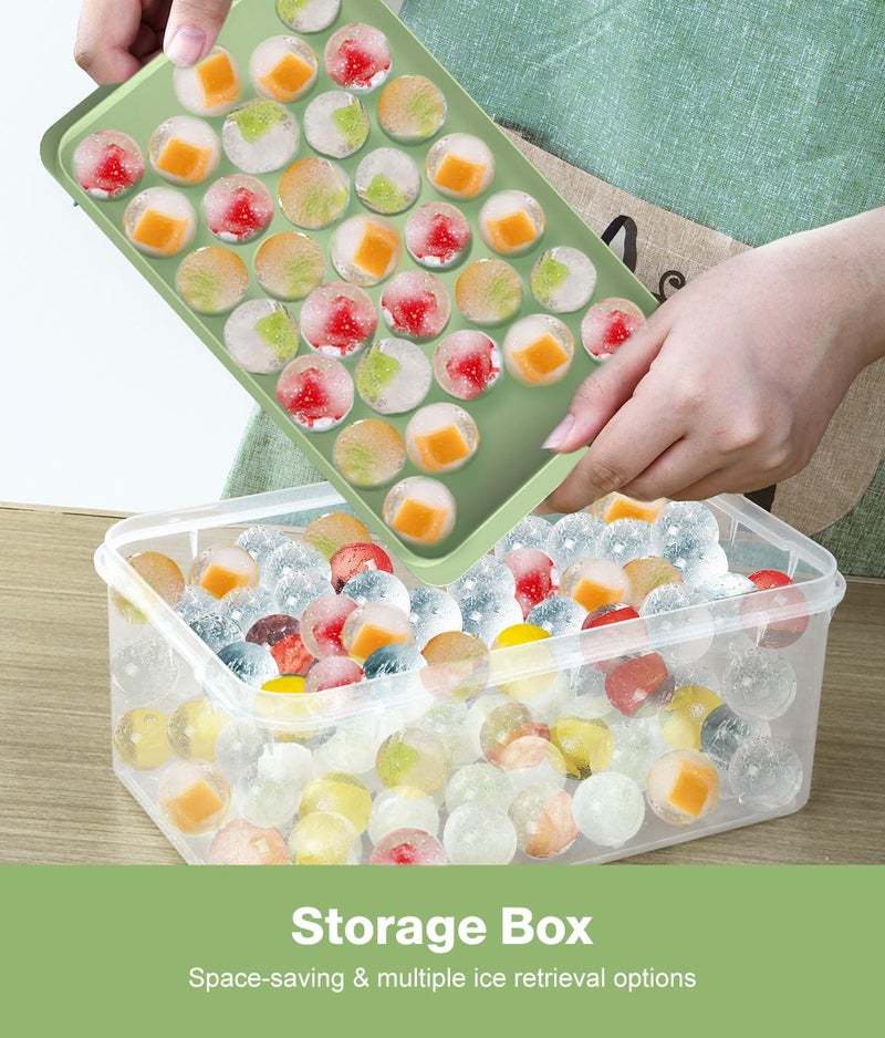 Avirho Ice Cube Tray with Lid and Bin,Ice Tray,62 Round Ice Trays for Freezer, BPA-Free Plastic Ice Cube Molds, Easy Release Ice Ball Maker, Stackable Ice Molds for Cocktails, Whiskey, Coffee - Image 5