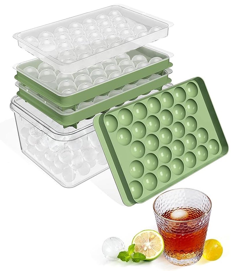 Avirho Ice Cube Tray with Lid and Bin,Ice Tray,62 Round Ice Trays for Freezer, BPA-Free Plastic Ice Cube Molds, Easy Release Ice Ball Maker, Stackable Ice Molds for Cocktails, Whiskey, Coffee - Image 1
