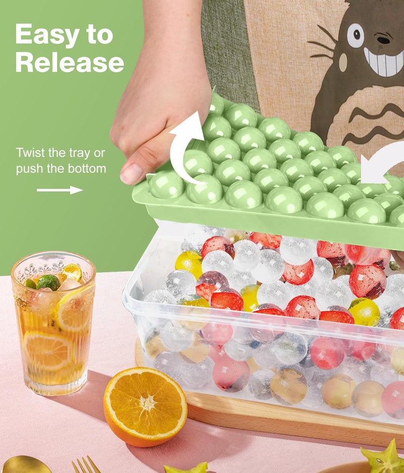 Avirho Ice Cube Tray with Lid and Bin,Ice Tray,62 Round Ice Trays for Freezer, BPA-Free Plastic Ice Cube Molds, Easy Release Ice Ball Maker, Stackable Ice Molds for Cocktails, Whiskey, Coffee - Image 3