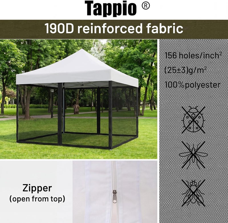 Tappio PCAFRS Mosquito Net with Zipper for Outdoor Camping, DIY Canopy Screen Wall for 10x10' Patio Gazebo and Tent (Net Only, Tent Not Included) - Image 4