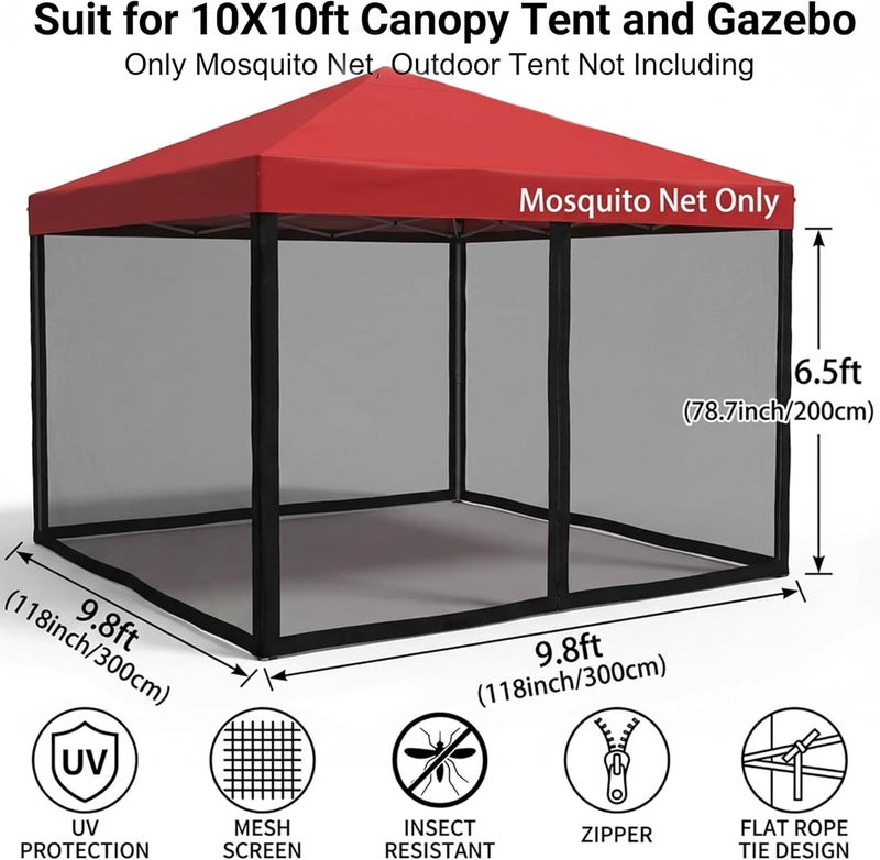 Tappio PCAFRS Mosquito Net with Zipper for Outdoor Camping, DIY Canopy Screen Wall for 10x10' Patio Gazebo and Tent (Net Only, Tent Not Included) - Image 3