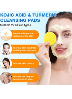 VOGSIG 40Pcs Kojic Acid and Turmeric Cleansing Pads for Dark Spots Helps Balance Skin Oil and Water Fade Spot Remove Excess Keratin Clean Oil Refines Pores Turmeric Kojic Acid Cleansing Pads  - Image 2