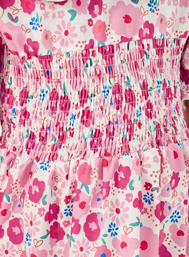 Styli Floral Smocked Dress