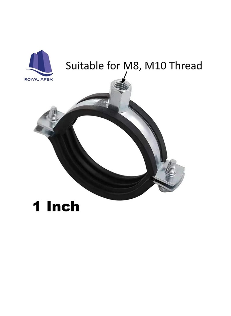 Heavy Duty Adjustable Two-screw Pipe Galvanized Iron (GI) Clamp with Rubber Lined or Unlined for Wall Ceiling Mount Pipe Supports, Split Ring Hanger (1 Inch, Pack of 10)  - Image 2