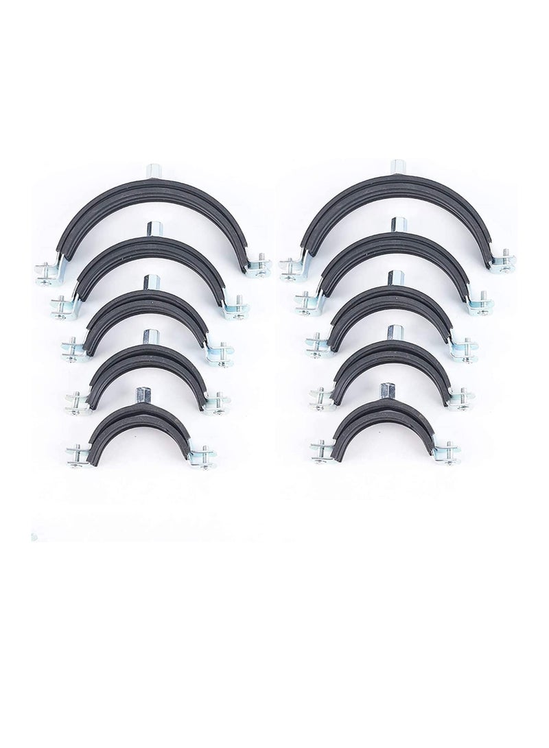 Heavy Duty Adjustable Two-screw Pipe Galvanized Iron (GI) Clamp with Rubber Lined or Unlined for Wall Ceiling Mount Pipe Supports, Split Ring Hanger (1 Inch, Pack of 10)  - Image 1