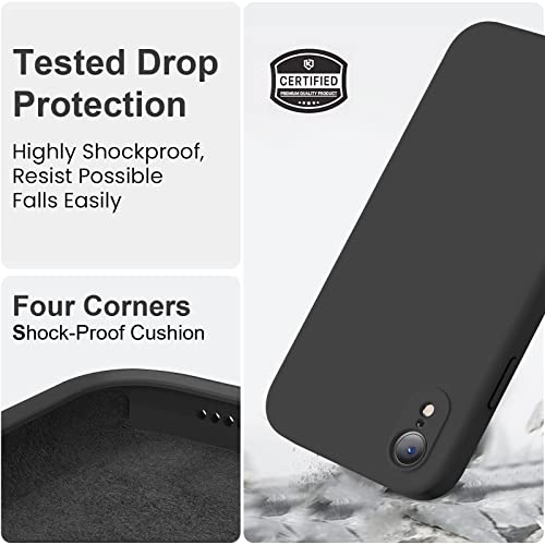 Vooii Compatible with iPhone XR Case, Upgraded Liquid Silicone with [Flat Edges] [Camera Protection] [Soft Anti-Scratch Microfiber Lining] Phone Case for iPhone 10 XR 6.1 inch - Black - Image 5