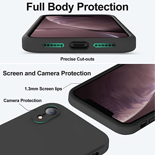Vooii Compatible with iPhone XR Case, Upgraded Liquid Silicone with [Flat Edges] [Camera Protection] [Soft Anti-Scratch Microfiber Lining] Phone Case for iPhone 10 XR 6.1 inch - Black - Image 4
