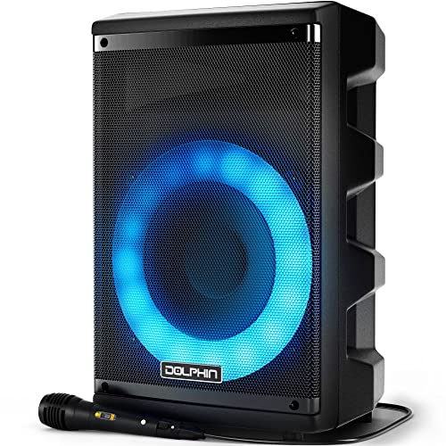 Dolphin SP-807RBT Bluetooth Karaoke Speaker: Powerful, Portable Sound with Microphone, Dynamic Spin Lights & Crystal-Clear Audio for Parties - Image 1
