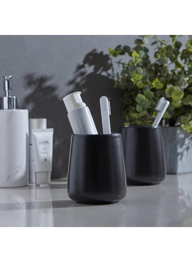 Matte Black Ceramic Toothbrush Holder - Tooth Brushing Holders Set, Toothbrush and Toothpaste Holder Organizer for Bathroom Countertop, Makeup Brush Holder, Pen Holder for Home Desktop Storage - Image 4