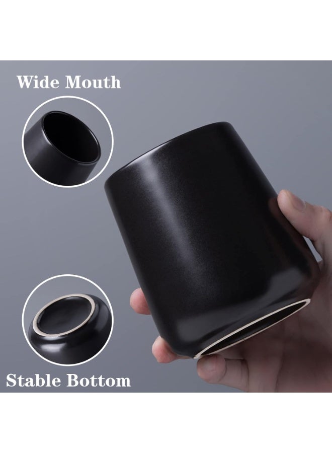 Matte Black Ceramic Toothbrush Holder - Tooth Brushing Holders Set, Toothbrush and Toothpaste Holder Organizer for Bathroom Countertop, Makeup Brush Holder, Pen Holder for Home Desktop Storage - Image 5