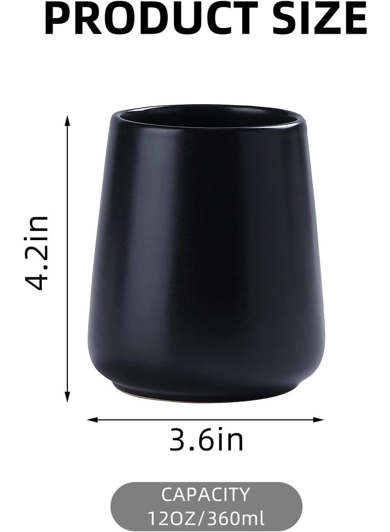 Matte Black Ceramic Toothbrush Holder - Tooth Brushing Holders Set, Toothbrush and Toothpaste Holder Organizer for Bathroom Countertop, Makeup Brush Holder, Pen Holder for Home Desktop Storage - Image 2