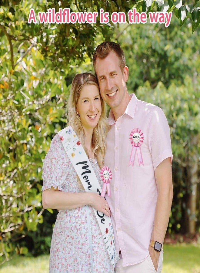 Heboland Wildflower Mom to Be Sash Baby Shower Decorations, Baby in Bloom Floral Mommy to Be Sash Dad Corsage Pin Set for Pregnant Mommy Dress Gift - Image 2