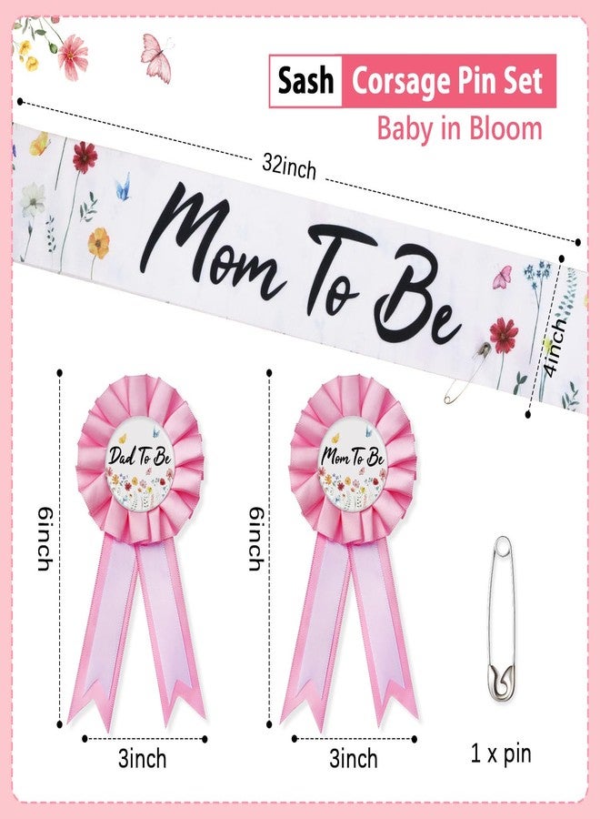 Heboland Wildflower Mom to Be Sash Baby Shower Decorations, Baby in Bloom Floral Mommy to Be Sash Dad Corsage Pin Set for Pregnant Mommy Dress Gift - Image 4
