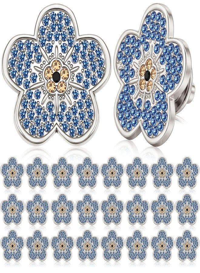 كينينج مجموعة كينينج من 50 دبوسًا على شكل زهرة "لا تنساني"، دبابيس تذكارية مرصعة بأحجار الراين على شكل زهرة زرقاء، هدية تذكارية للاحتفال بالحياة والجنازات للنساء، مجوهرات لتزيين الملابس والحقائب والقبعات - Image 1