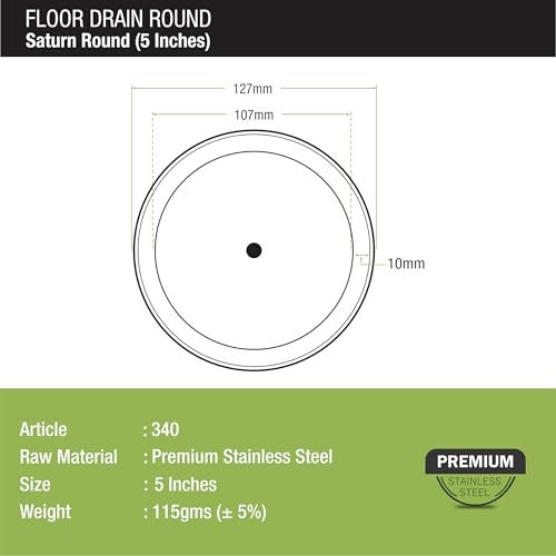 LIPKA 5-Inch Round Floor Drain with Lid | Premium Stainless Steel Bathroom Floor Drainer Cover | Shower Drain Trap for Kitchen, Balcony, Toilet, Bathoom | Anti-Clog, Rust-Resistant, Heavy-Duty - Image 2