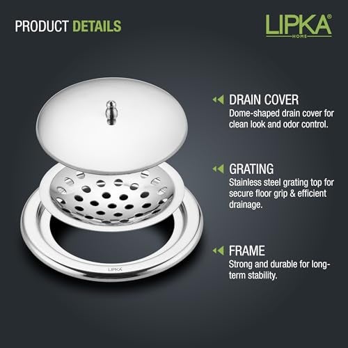 LIPKA 5-Inch Round Floor Drain with Lid | Premium Stainless Steel Bathroom Floor Drainer Cover | Shower Drain Trap for Kitchen, Balcony, Toilet, Bathoom | Anti-Clog, Rust-Resistant, Heavy-Duty - Image 4