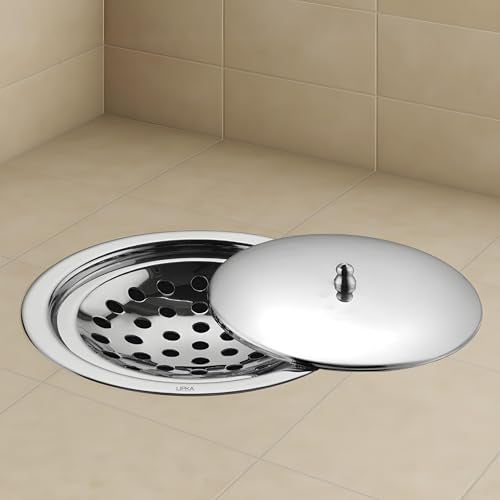 LIPKA 5-Inch Round Floor Drain with Lid | Premium Stainless Steel Bathroom Floor Drainer Cover | Shower Drain Trap for Kitchen, Balcony, Toilet, Bathoom | Anti-Clog, Rust-Resistant, Heavy-Duty - Image 1