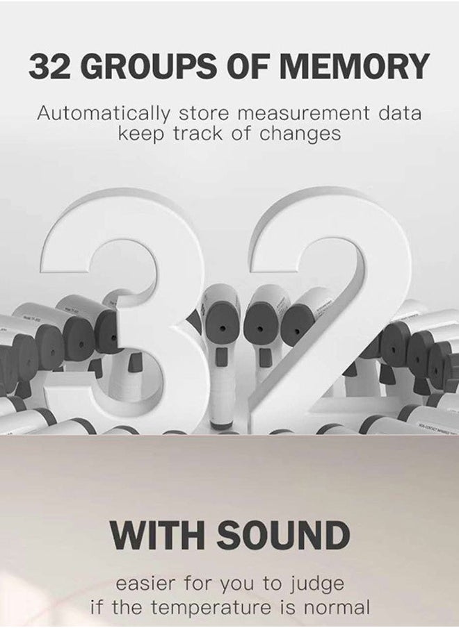 Fazza - Digital Non-Contact Infrared Thermometer, 4 Modes, with Sound Warning, Store 32 Measurement Results, Measure Forehead, Body, Object Temperature (White and Gray) - Image 1