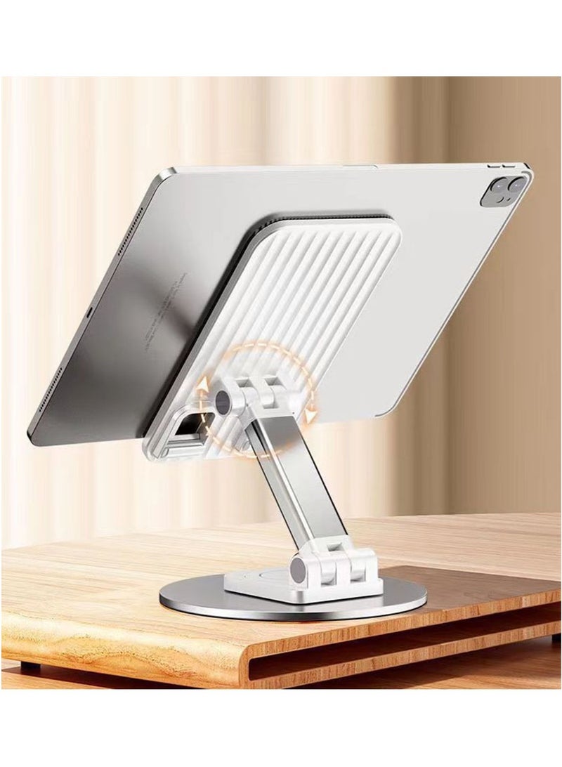 Cell Phone Stand, Alloy Desktop Cellphone Stand with Anti-Slip Base and Convenient Charging Port, Fits All Smart Phones, Extendable, Rotatable and Foldable,for Office Desks ,White - Image 4